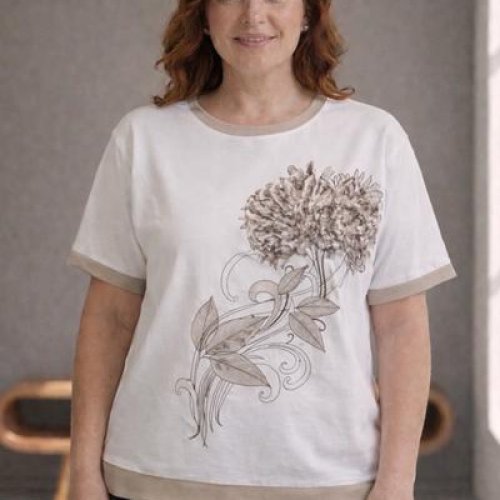 Футболка Elena&Vika (50-56) 25022 white-beige (лето) Elena&Vika 25022 white-beige