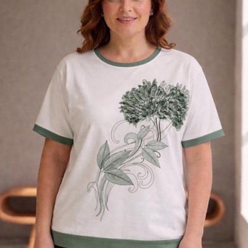 Футболка Elena&Vika (50-56) 25022 white-green (лето) Elena&Vika 25022 white-green