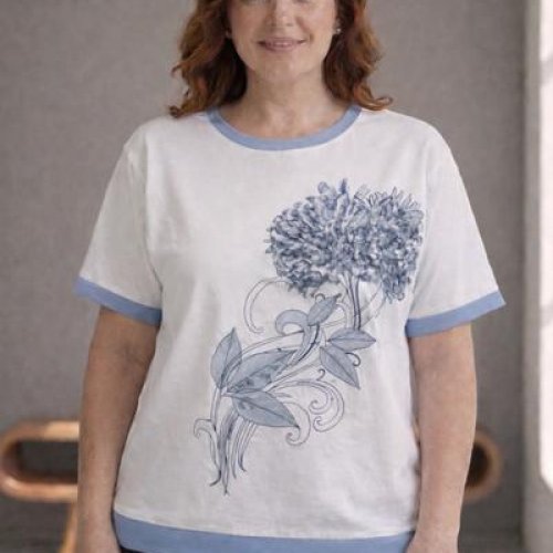 Футболка Elena&Vika (50-56) 25022 white-l.blue (лето) Elena&Vika 25022 white-l.blue