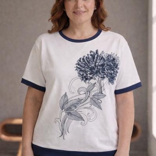 Футболка Elena&Vika (50-56) 25022 white-navy (лето) Elena&Vika 25022 white-navy