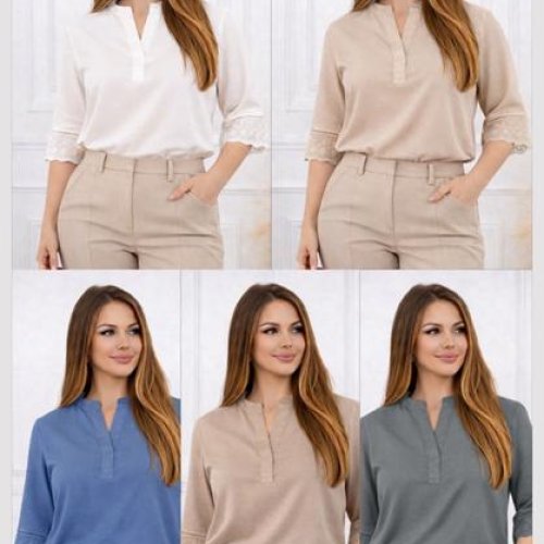 Блузка Elena&Vika (52-56) 26104 khaki (лето) Elena&Vika 26104 khaki