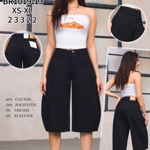 Бриджи Jeans Club (XS-XL) BR1019-13 black (лето) Jeans Club BR1019-13 black