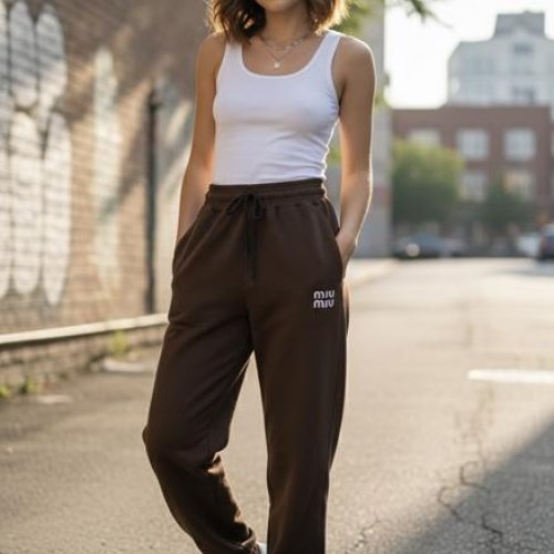 Штаны спорт Delviago (S-L) DL730 brown (деми) Delviago DL730 brown