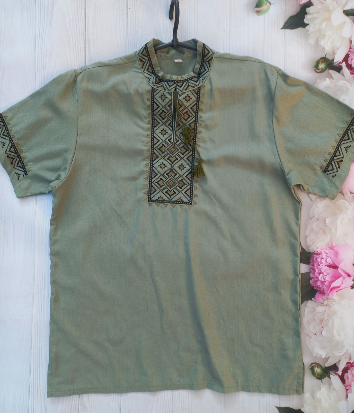 Вышиванка Кузя (S-3XL) 041 khaki (лето)