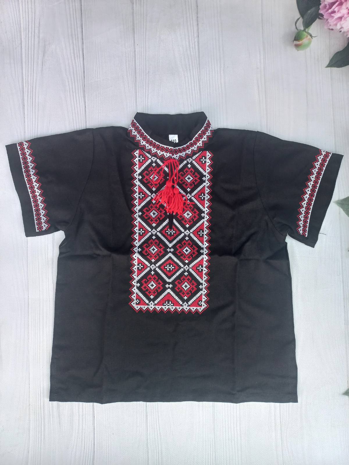 Вышиванка Кузя (S-3XL) 054 black (лето)