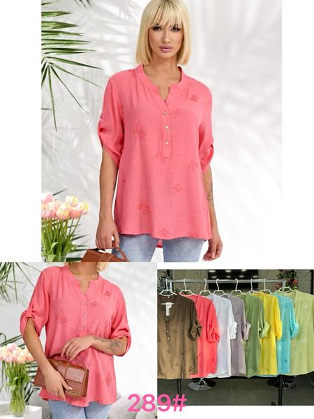 Блузка JJF (XL-4XL) 289 pink (лето)