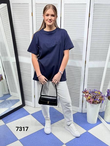 Футболка Style Nadezhda (one size) 7317 navy (лето)