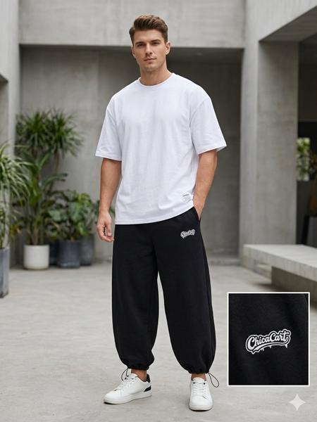 Штаны спорт Moranny (S-2XL) 2233-1 black (деми)