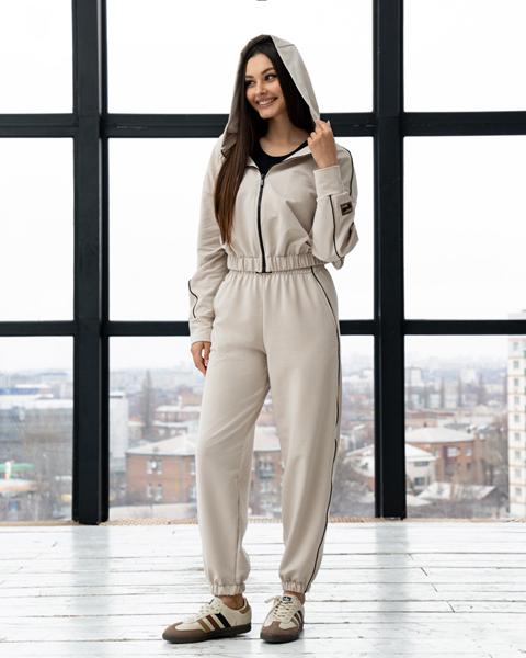 Костюм спорт AZNA (XS-L) ТРІЙКА6 beige (деми)