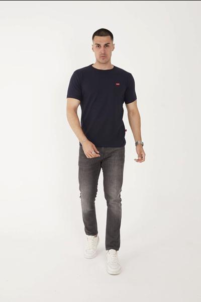 Футболка F.T.H (S-2XL) F1244 navy (лето)