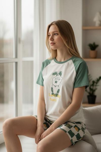 Пижама Trikotag (M-2XL) T532 white-green (лето)