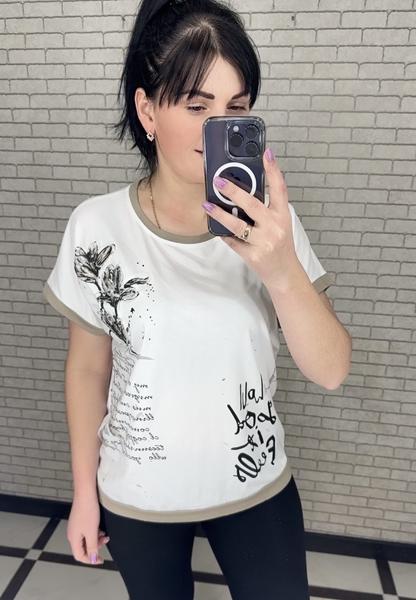 Футболка LeVisha (M-2XL) 25017 white-beige (лето)