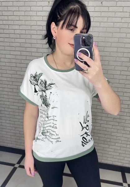 Футболка LeVisha (M-2XL) 25017 white-green (лето)