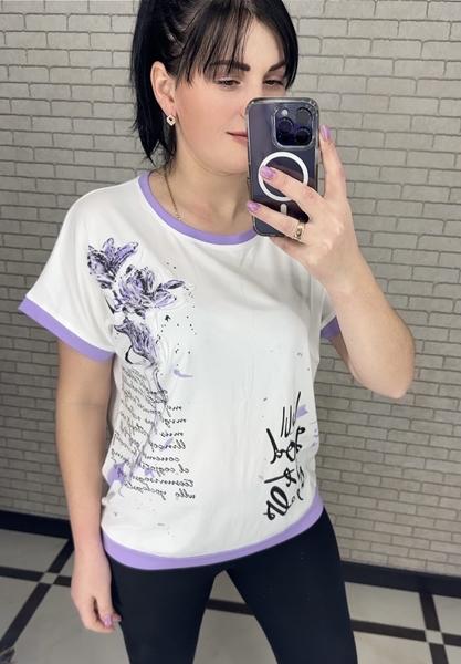 Футболка LeVisha (M-2XL) 25017 white-lilac (лето)