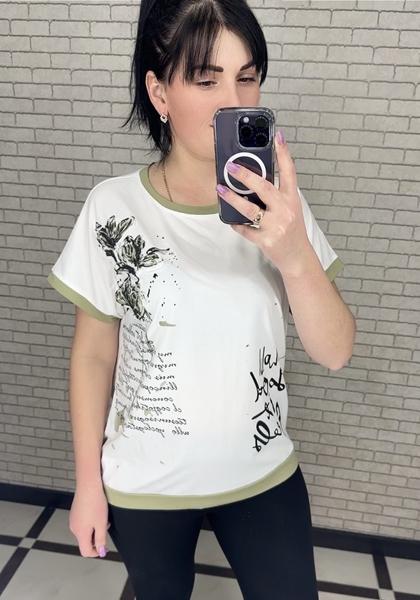 Футболка LeVisha (M-2XL) 25017 white-mint (лето)