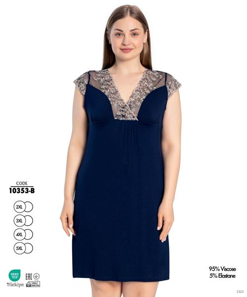 Ночнушка Cotpark (2XL-5XL) 10353B navy (лето)