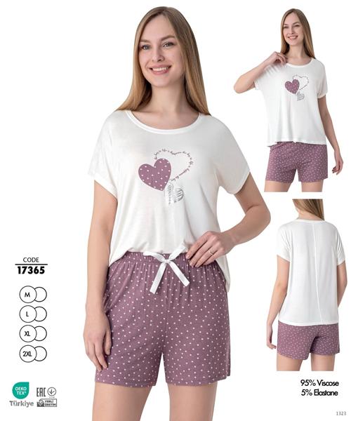 Пижама Cotpark (M-2XL) 17365 white-pink (лето)