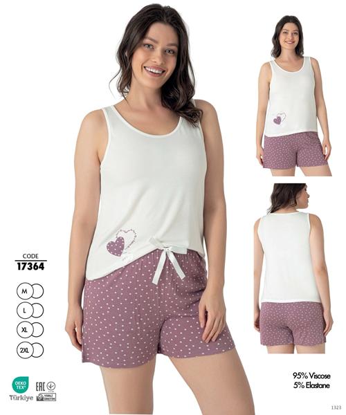 Пижама Cotpark (M-2XL) 17364 white-d.pink (лето)