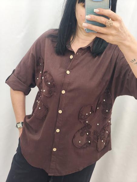 Рубашка Nefertiti (48-54) 8003A brown (деми)