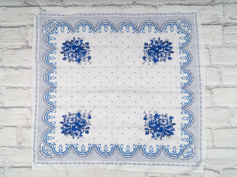 Платок Shawls (60*60) P146 white-blue (деми)