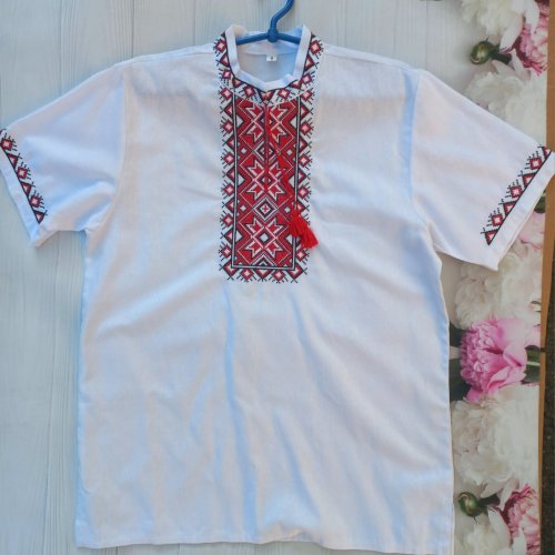Вышиванка Кузя (S-3XL) 044 white (лето) Кузя 044 white