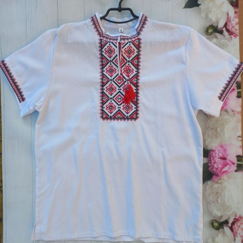 Вышиванка Кузя (S-3XL) 045 white (лето) Кузя 045 white