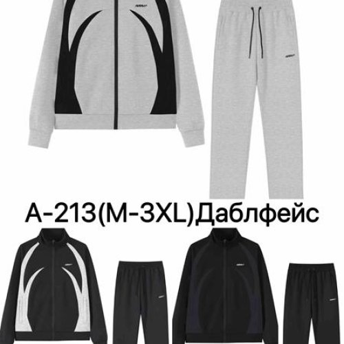 Костюм спорт Ale-Ate (M-3XL) A213 black-l.grey (деми) Ale-Ate A213 black-l.grey