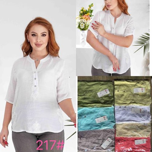 Блузка JJF (XL-4XL) 217 white (лето) JJF 217 white