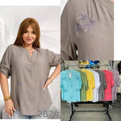 Блузка JJF (3XL-6XL) 287 beige (лето) JJF 287 beige