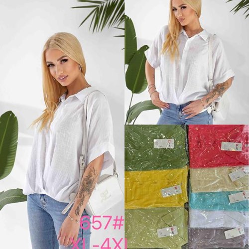 Блузка JJF (XL-4XL) 657 white (лето) JJF 657 white