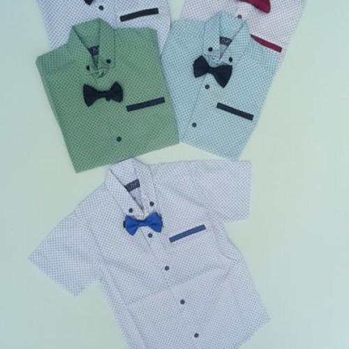 Рубашка Meloria (104-122) 23-5335 white-l.blue (лето) Meloria 23-5335 white-l.blue