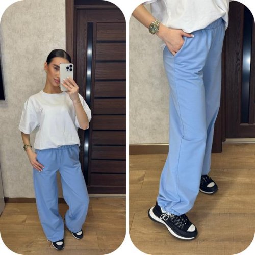 Штаны спорт Valentina (42-56) 219 l.blue (деми) Valentina 219 l.blue