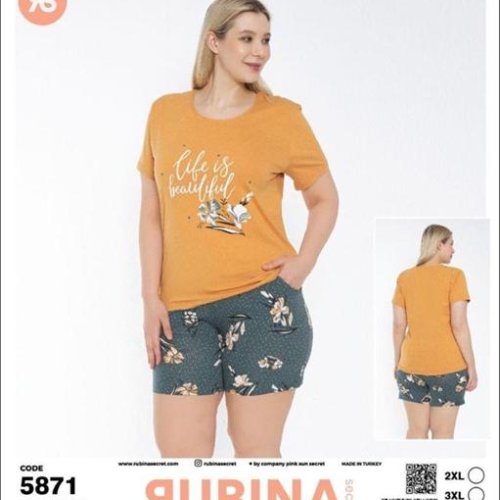 Пижама Disneyopt (2XL-4XL) DS734-5871 orange (лето) Disneyopt DS734-5871 orange