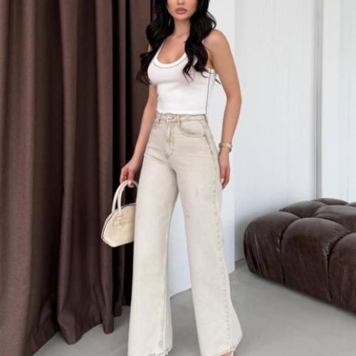 Джинсы Jeans Style (34-42) 1025-1760 beige (деми) Jeans Style 1025-1760 beige