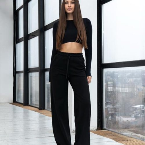 Штаны спорт AZNA (S-XL) Б44 black (деми) AZNA Б44 black