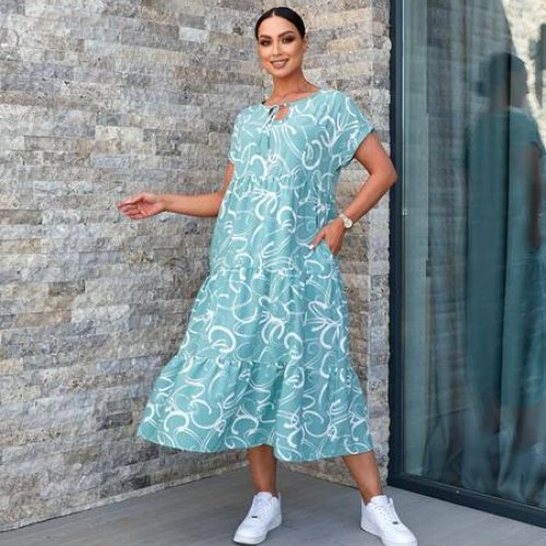 Платье Deliv (L-2XL) 557-1 l.blue (лето) Deliv 557-1 l.blue