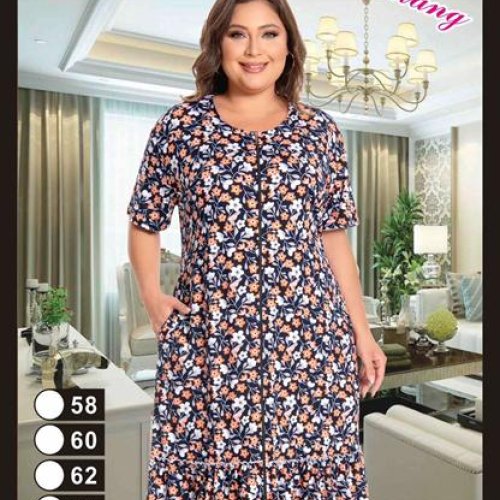 Халат Anion (58-66) 2334 navy-beige (лето) Anion 2334 navy-beige