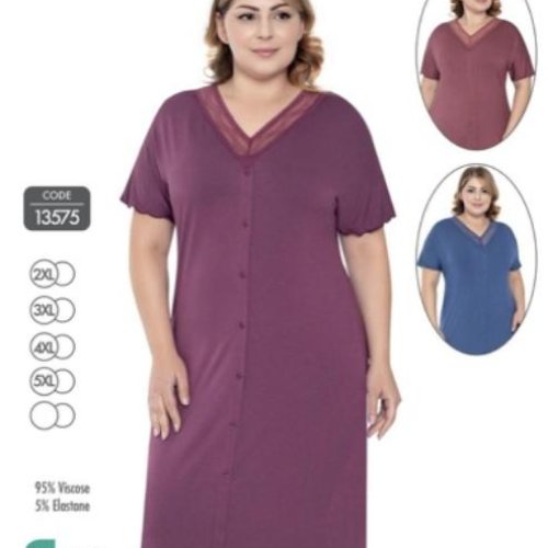 Ночнушка Trikotag (2XL-5XL) 13575 blue (лето) Trikotag 13575 blue