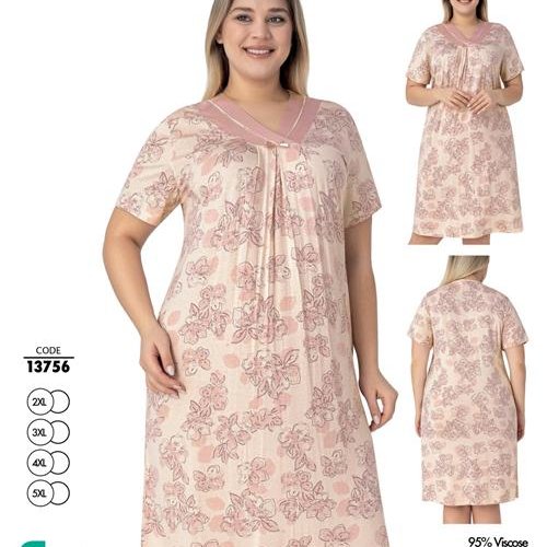 Ночнушка Trikotag (2XL-5XL) 13756 beige (лето) Trikotag 13756 beige