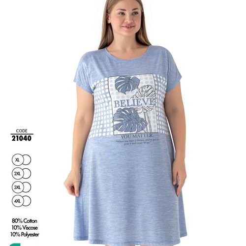 Ночнушка Trikotag (XL-4XL) 21040 l.blue (лето) Trikotag 21040 l.blue