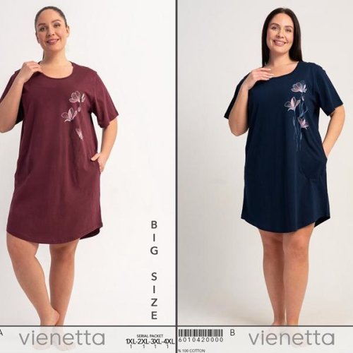 Ночнушка Trikotag (XL-4XL) T610 navy (лето) Trikotag T610 navy