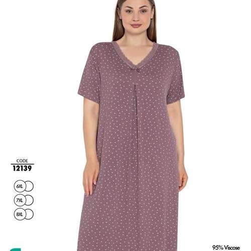 Ночнушка Trikotag (6XL-8XL) 12139 d.pink (лето) Trikotag 12139 d.pink