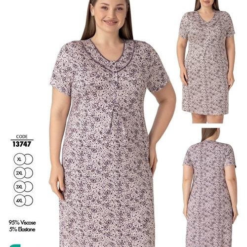Ночнушка Trikotag (XL-4XL) 13747 powder (лето) Trikotag 13747 powder