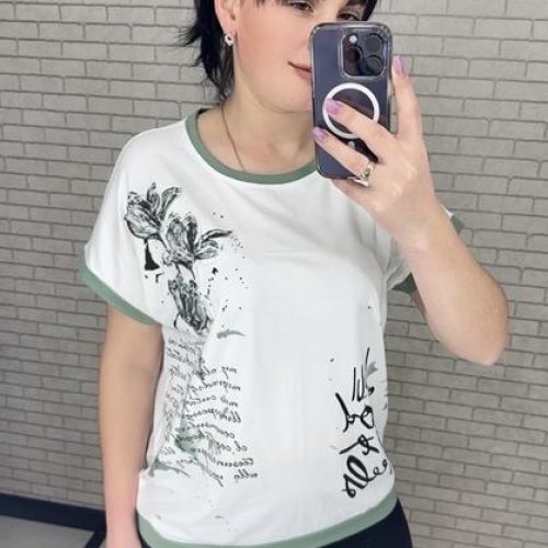 Футболка LeVisha (M-2XL) 25017 white-green (лето) LeVisha 25017 white-green