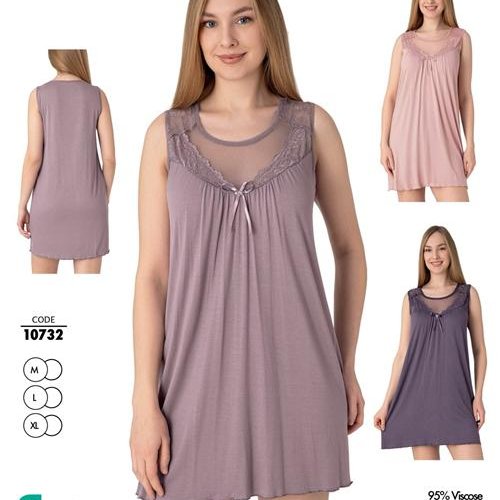 Ночнушка Cotpark (M-XL) 10732 d.pink (лето) Cotpark 10732 d.pink
