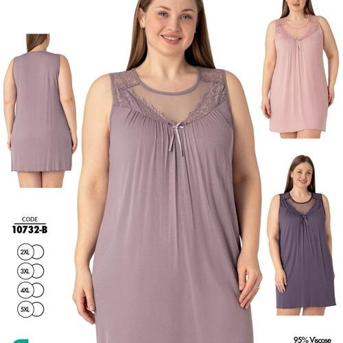 Ночнушка Cotpark (2XL-5XL) 10732B powder (лето) Cotpark 10732B powder