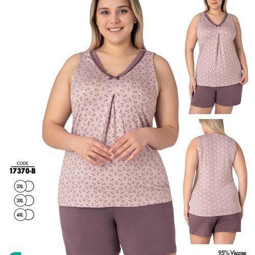 Пижама Cotpark (2XL-4XL) 17370B powder (лето) Cotpark 17370B powder