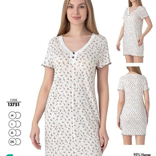 Ночнушка Cotpark (M-2XL) 13751 white (лето) Cotpark 13751 white