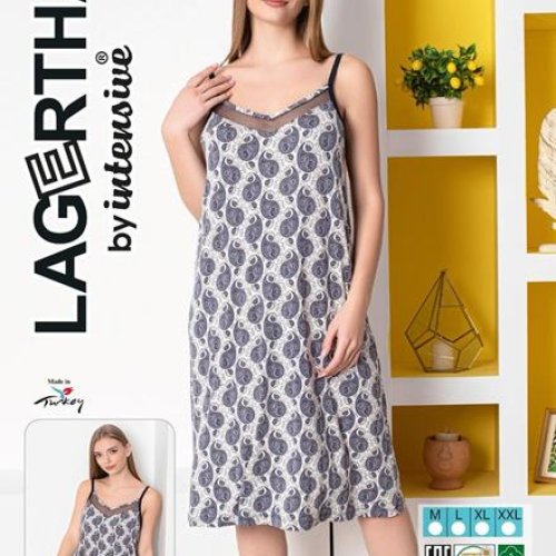 Ночнушка Cotpark (M-2XL) 1052 white-grey (лето) Cotpark 1052 white-grey