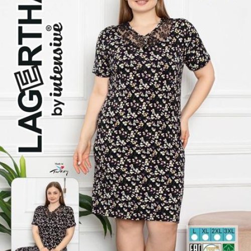 Ночнушка Cotpark (L-3XL) 1096 black (лето) Cotpark 1096 black